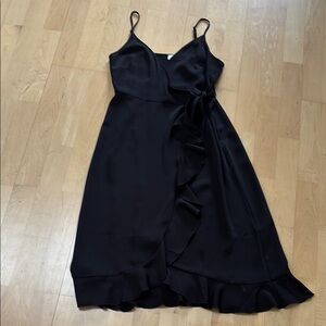Wilfred Black Asymmetrical Ruffled Midi Dress